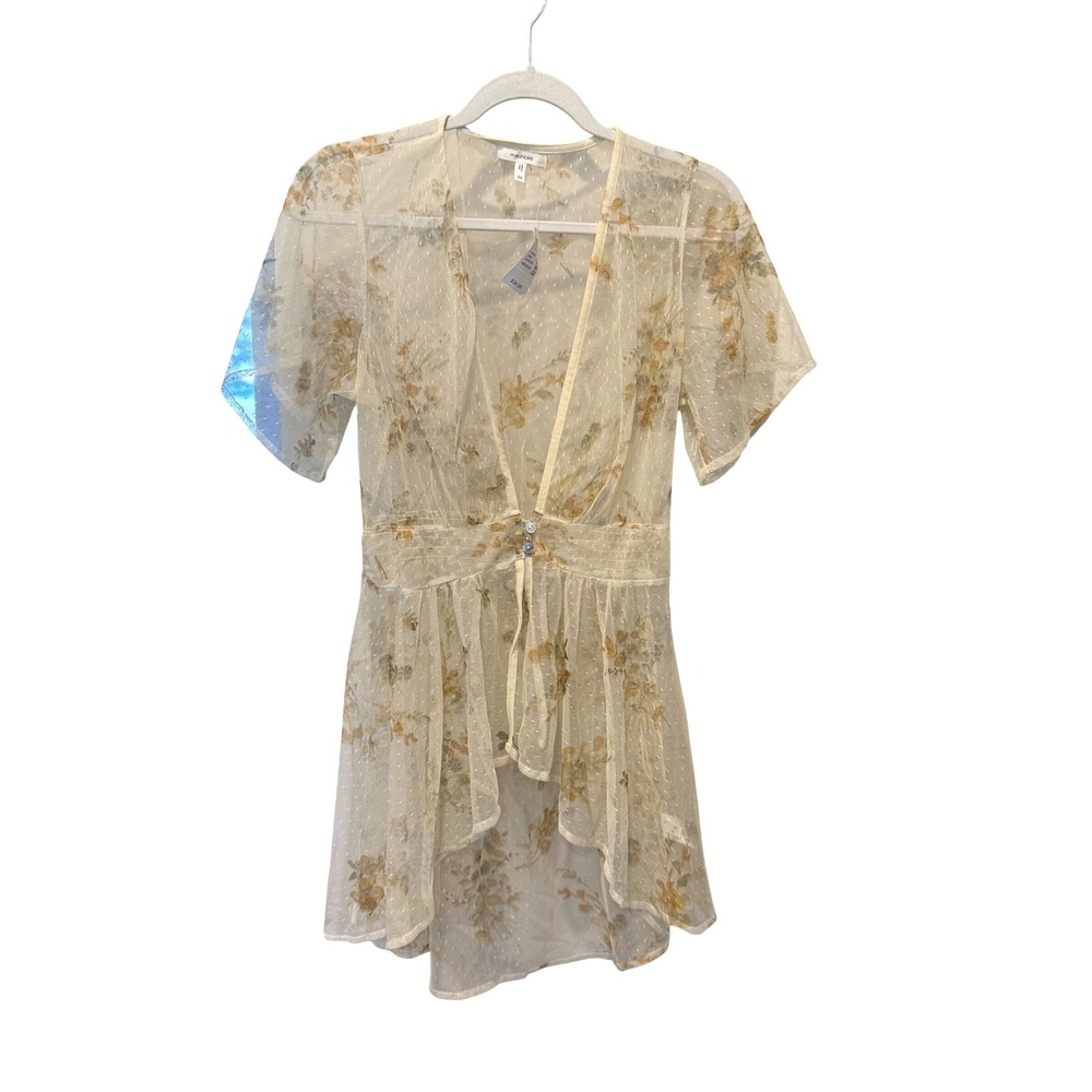 NEW Maurices Floral Swiss Dot Sheer Mesh Overlay Top Boho Chic M Fairy Coquette